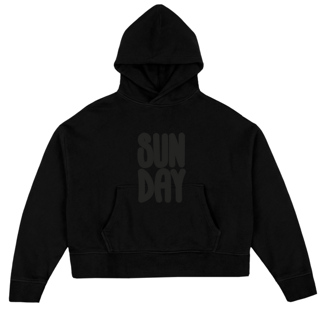 FATLOGOBLACK Black Oversized Boxy Hoodie.