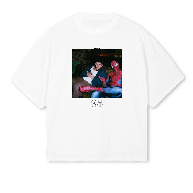 SPIDERBUNNY White Oversized Boxy Tee.