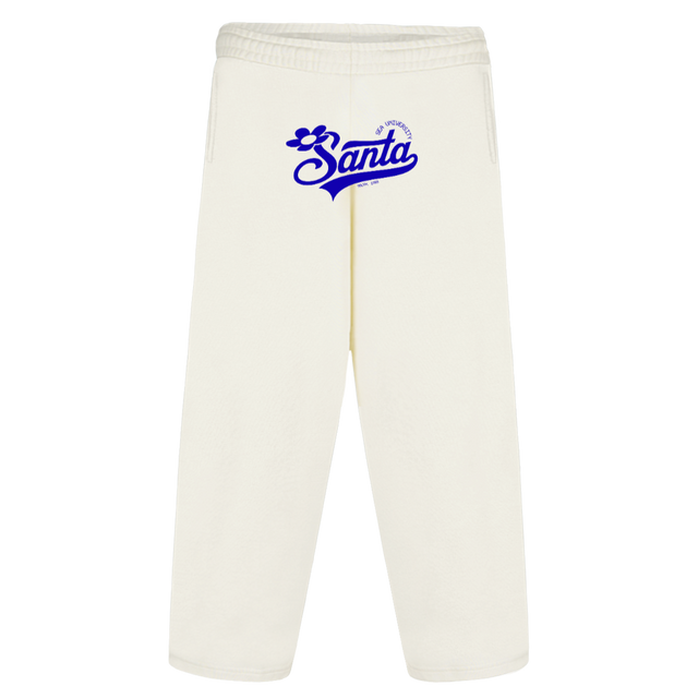 SANTAONEPANTA_BLUE Vintage White Straight-Leg Baggy Sweatpants.