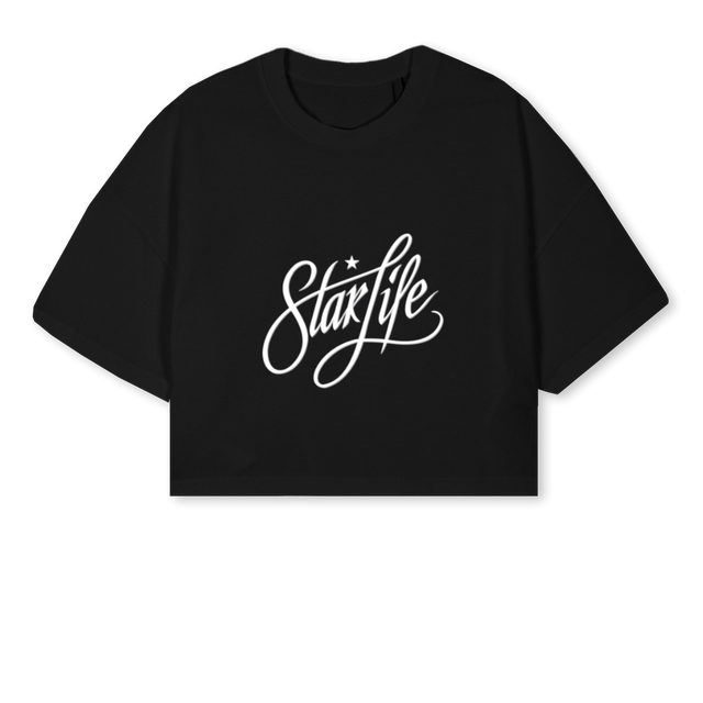 LARGESLCROP Black Cropped Oversized Tee.