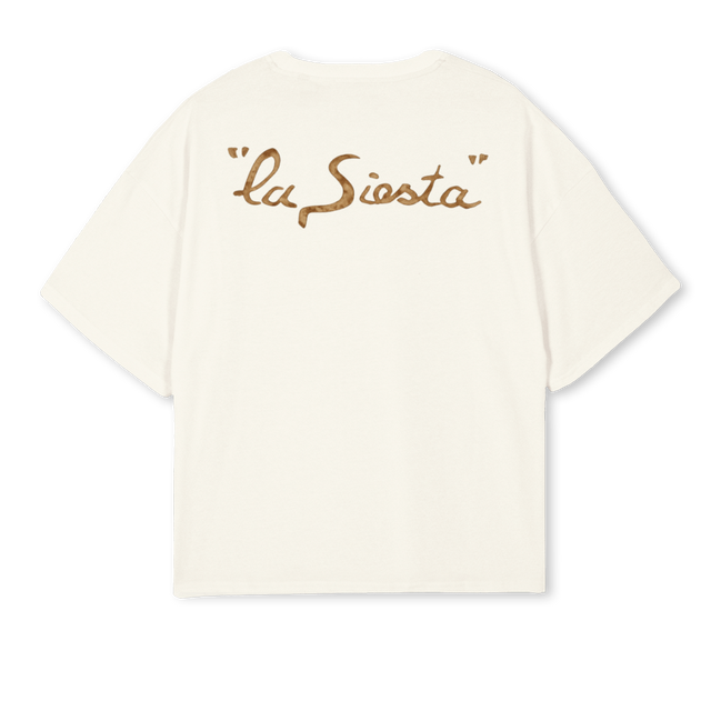 LASIESTAMARIOONE Cream Oversized Boxy Tee.