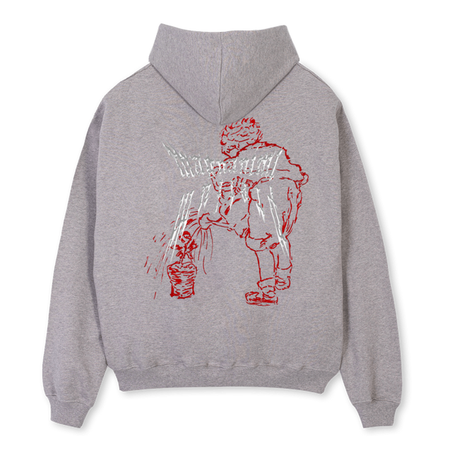 CRYBABY Grey Marl Oversized Zipped Hoodie.