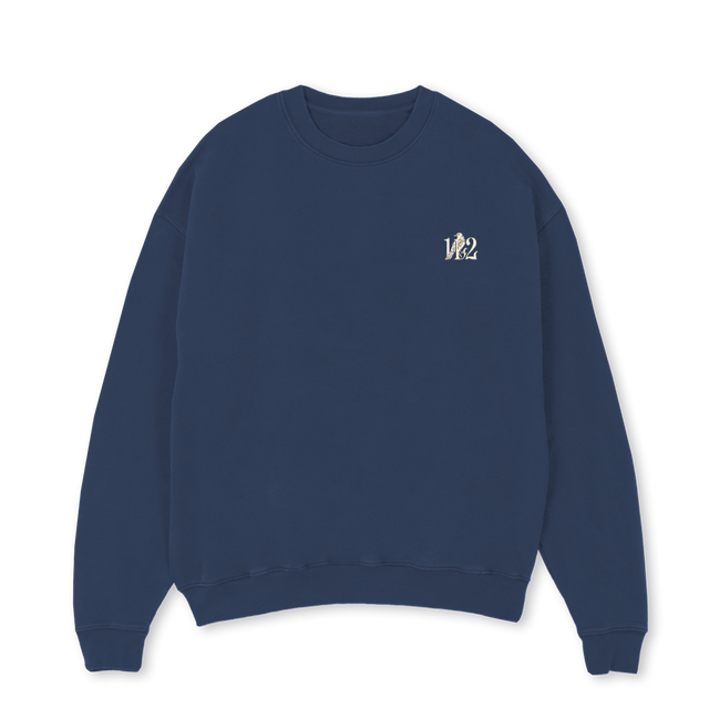 NVY  Navy Blue Oversized Crewneck Sweater.