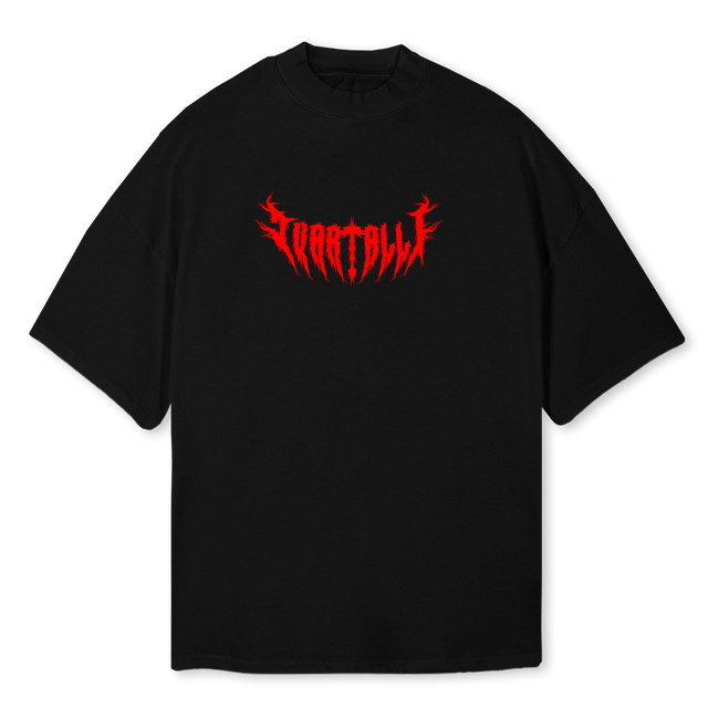 VARTALLIWORLDTOUR Black Oversized Mock Neck Tee.
