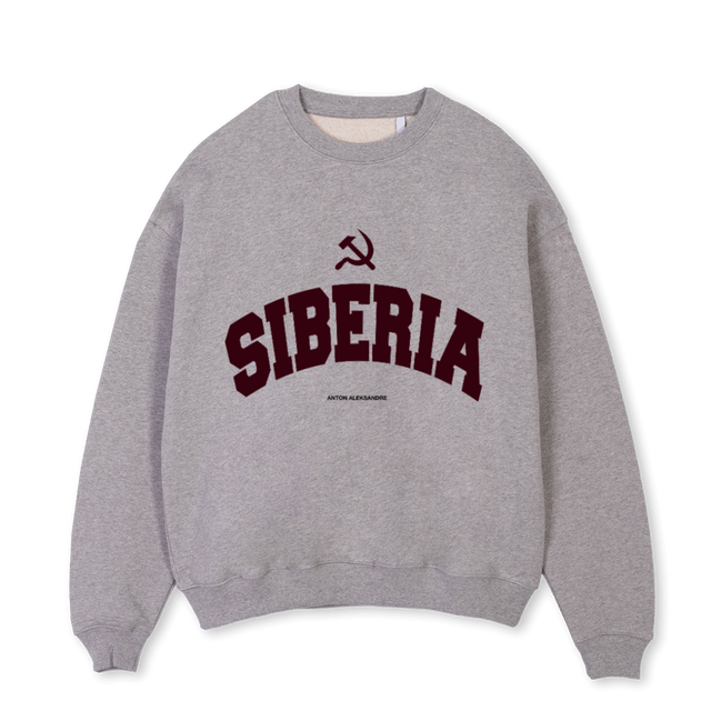 SIBERIACREW Grey Marl Oversized Crewneck Sweater.