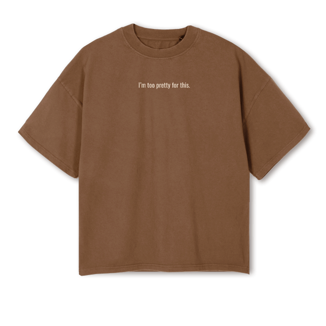 PRETTYCREAM Vintage Tan Oversized Boxy Tee.