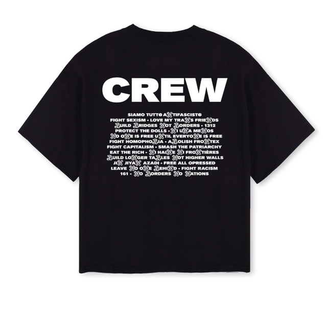 CREWNBNNTWENTYSIX Black Oversized Boxy Tee.