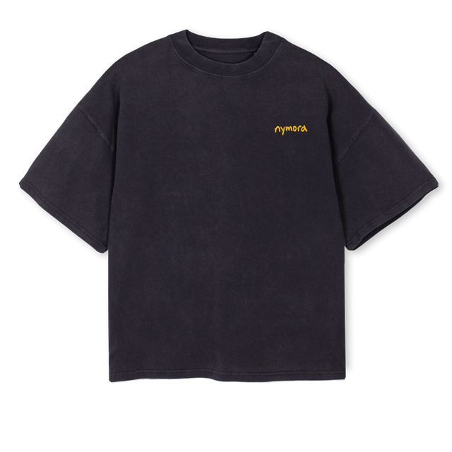 Q Vintage Black Oversized Boxy Tee.
