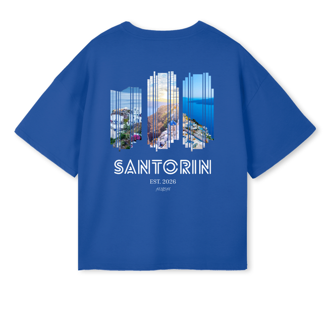 HUSH SANTORIN Cobalt Blue Oversized Boxy Tee.