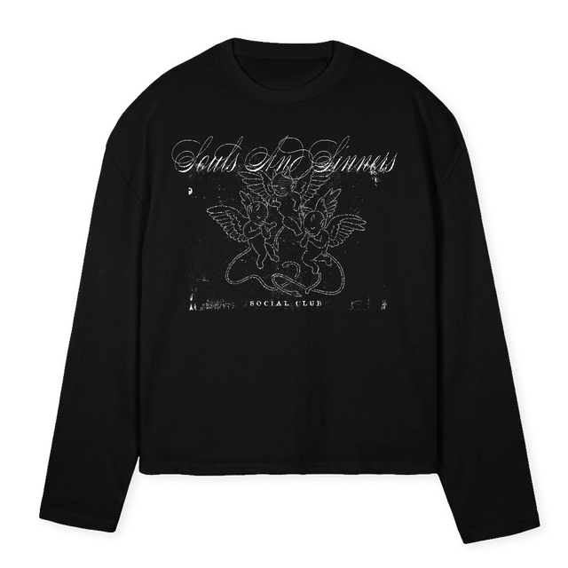 SOCIALCLUBBXLSBLACK Black Oversized Boxy LS Tee.