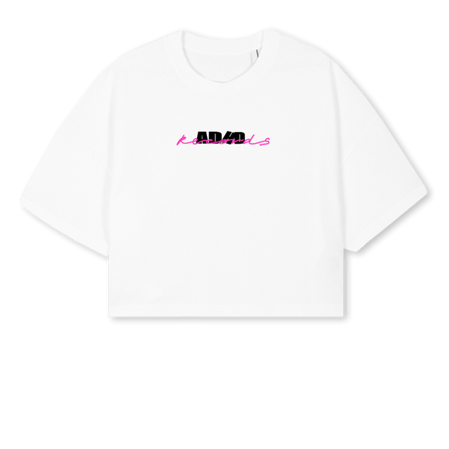 ADHDXAGNOSTICVBWCT White Cropped Oversized Tee.