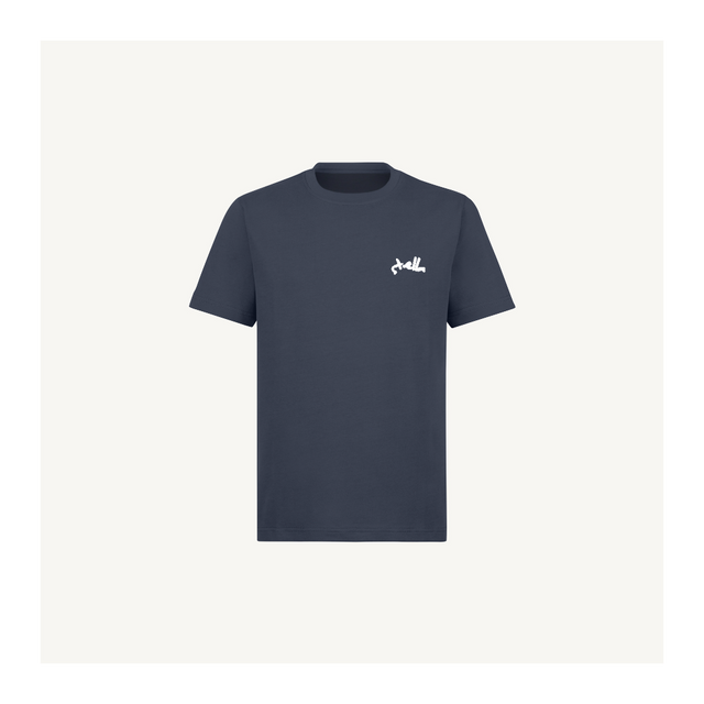 Embroidered Navy blue Regular Tee.