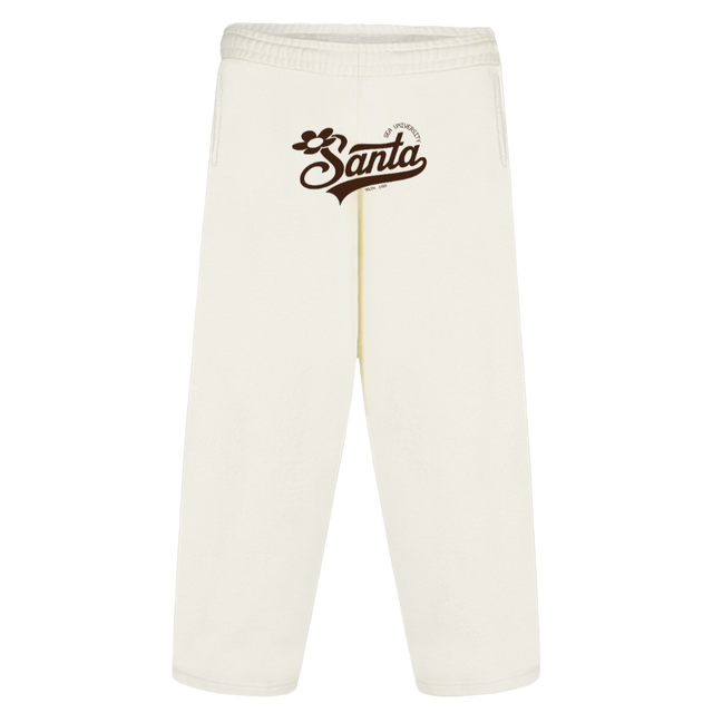 SANTAONEPANTA_BROWN Vintage White Straight-Leg Baggy Sweatpants.