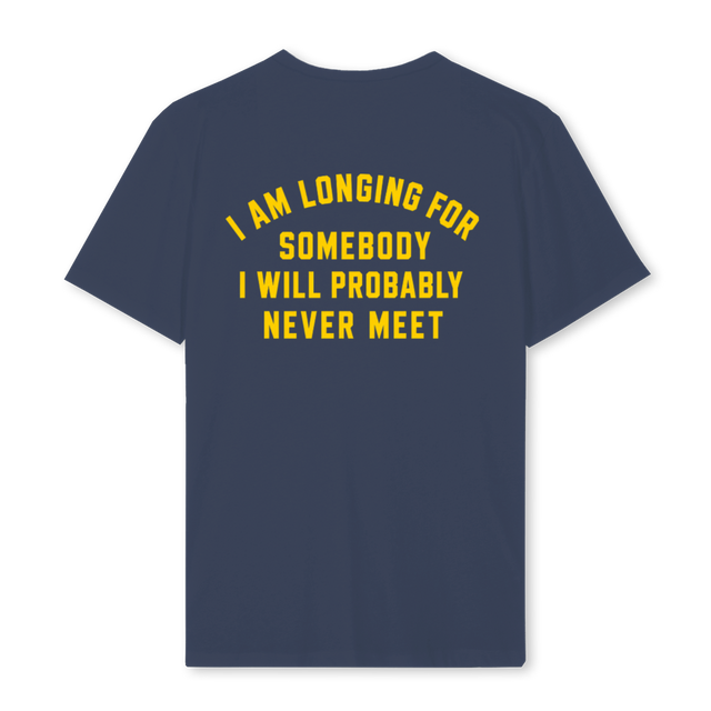 LONGING Navy Blue Regular Tee.