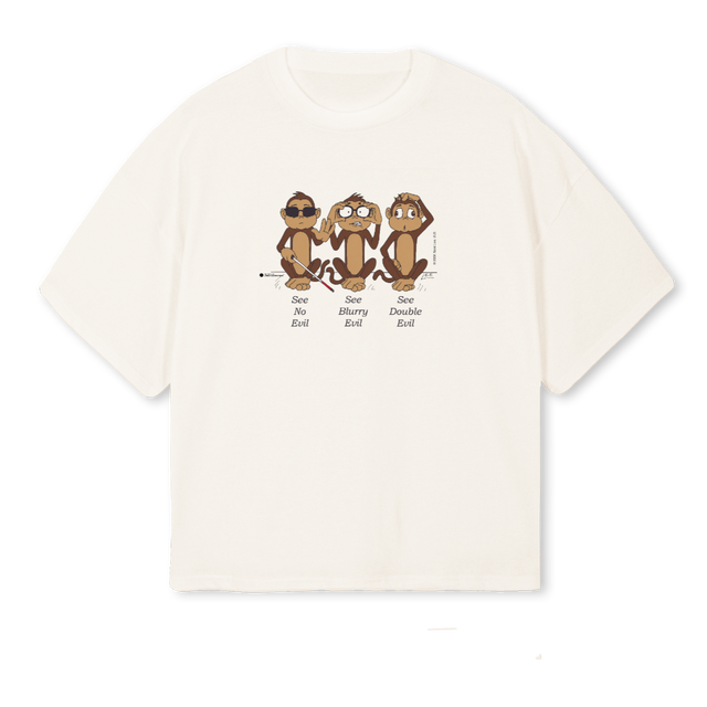 SEENOEVILBOXYVWTEE Vintage White Oversized Boxy Tee.