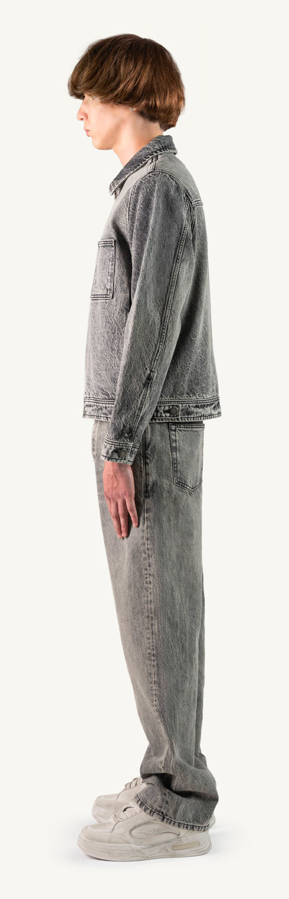 Faded Mid Grey Relaxed Denim Jacket. – WATC STUDIO