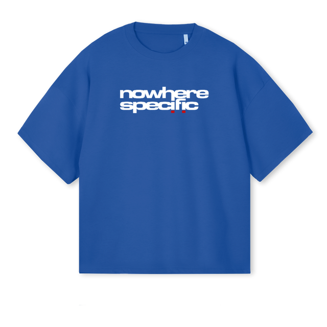 REVERSENWSTEE Cobalt Blue Oversized Boxy Tee.