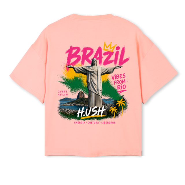 HUSH BRASIL Pink Clay Oversized Boxy Tee.