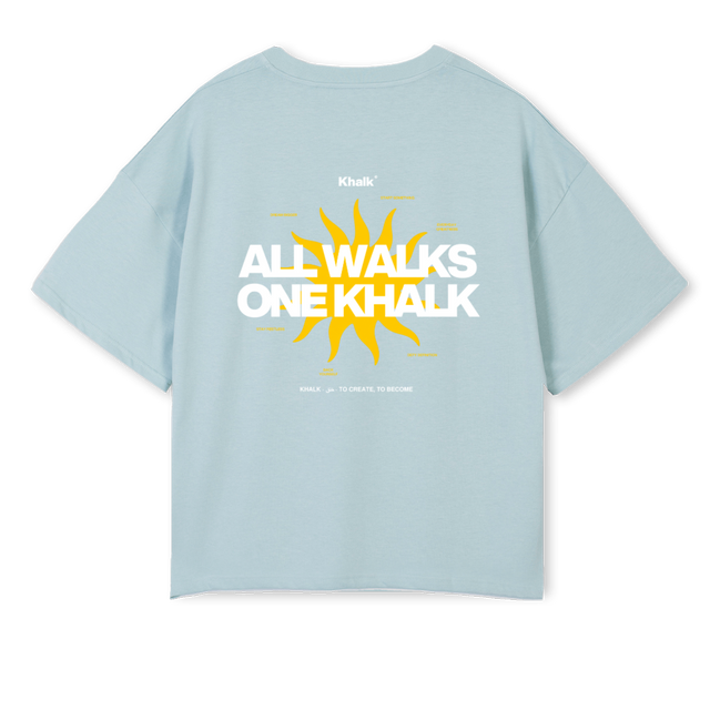 KHALANQUE Cold Blue Oversized Boxy Tee.