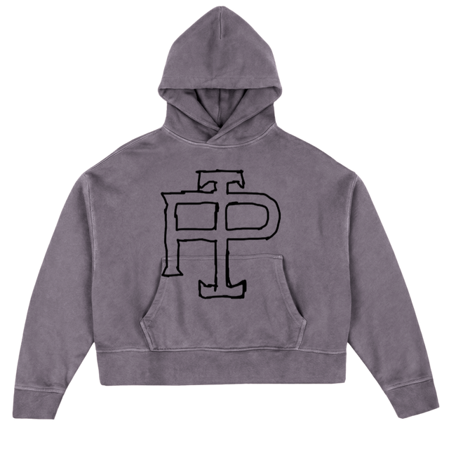 PERFCTLY DIST WRITTE Pigment Grey Oversized Boxy Hoodie.
