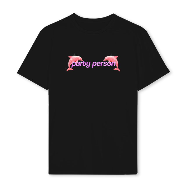 PARTYPERSON Black Regular Tee.