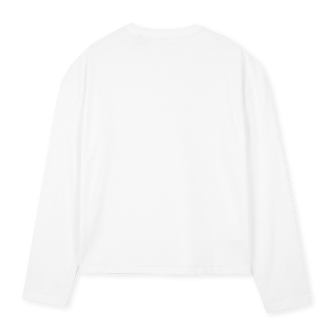 NGLS White Oversized Boxy LS Tee.