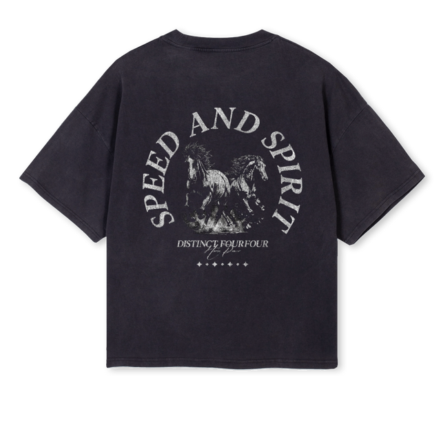 SPEEDANDSPIRIT Vintage Black Oversized Boxy Tee.