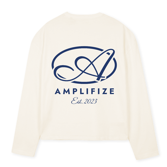 AMPLIFIZE Vintage White Oversized Boxy LS Tee.