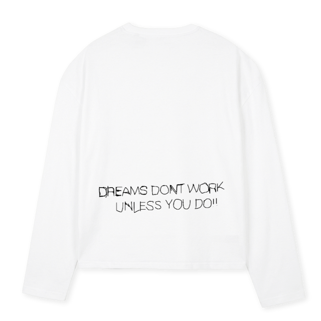 LONGSLEEVEPERF White Oversized Boxy LS Tee.