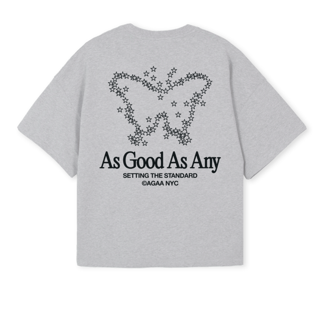 COSMICBUTTERFLYTEE Light Grey Marl Oversized Boxy Tee.