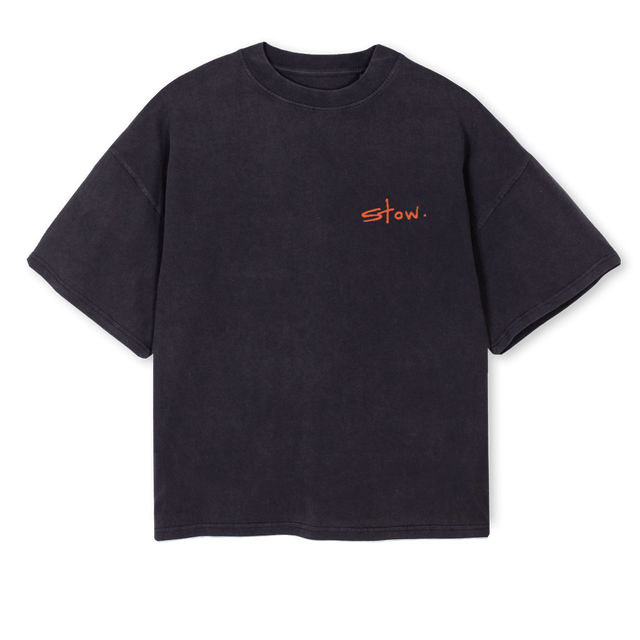 WATCSTOWAPOS Vintage Black Oversized Boxy Tee.