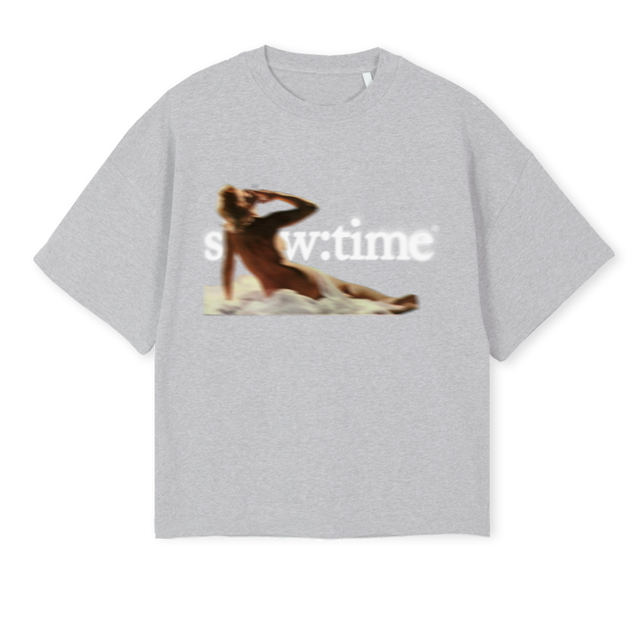 SHWTME Light Grey Marl Oversized Boxy Tee.