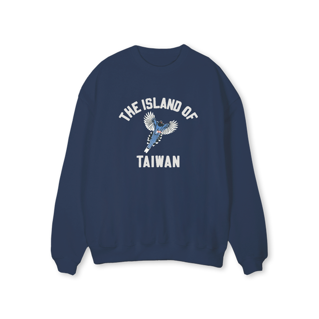 TAIWANBLUEMAGPIE Navy Blue Regular Crewneck Sweater.