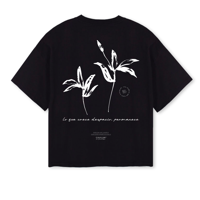 CRECERWHITE Black Oversized Boxy Tee.