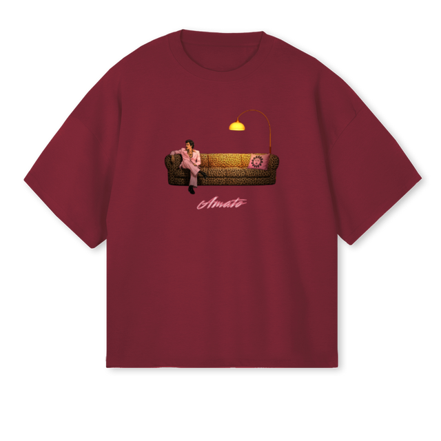 LEO Burgundy Oversized Boxy Tee.