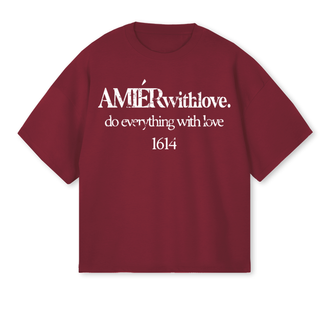 ONESIXFOURTEE Burgundy Oversized Boxy Tee.
