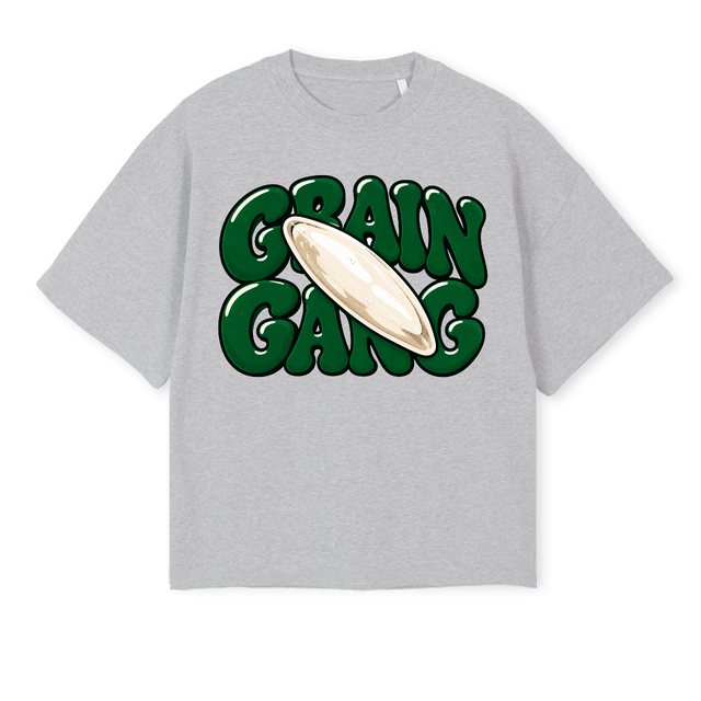GRAINSHIRT Light Grey Marl Oversized Boxy Tee.