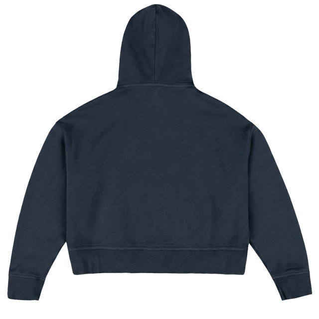USAMADEINCHINA Navy Blue Oversized Boxy Hoodie.