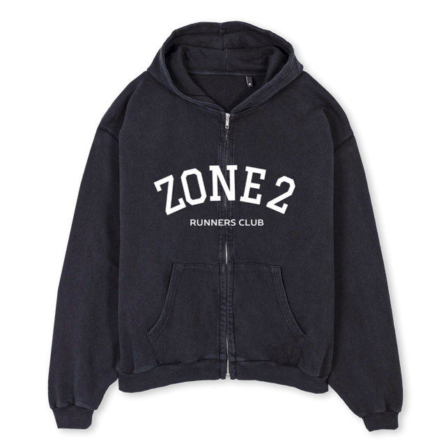 ZONETWOZIPHOODIEX Vintage Black Oversized Zipped Hoodie.