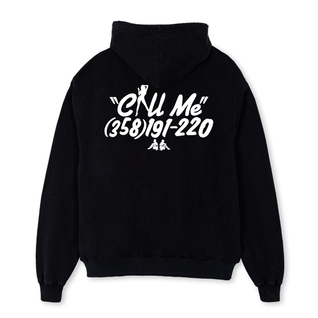 CALL ME Black Oversized Zipped Hoodie.