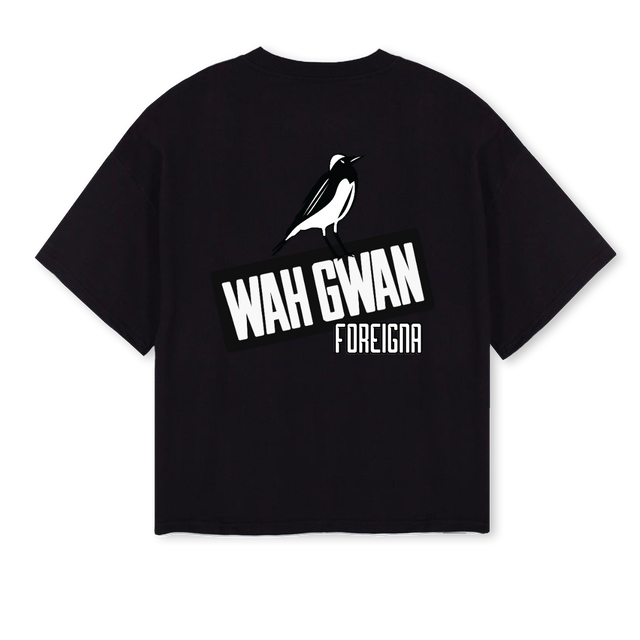 BIRDLOGOFORE Black Oversized Boxy Tee.