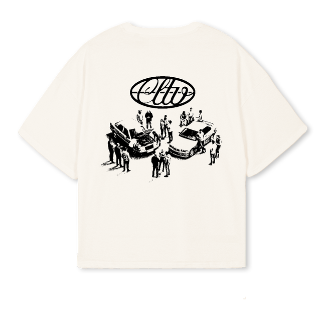 CAR MEET Vintage White Oversized Boxy Tee.