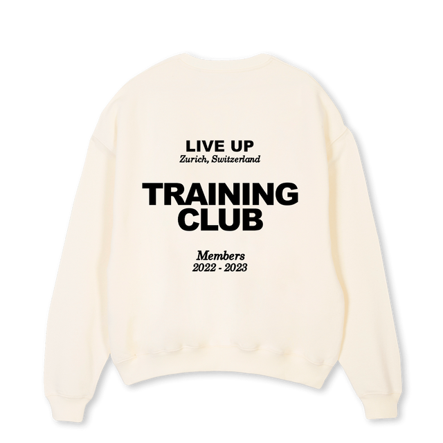 TRAINING CLUB WHITES Cream Oversized Crewneck Sweater.