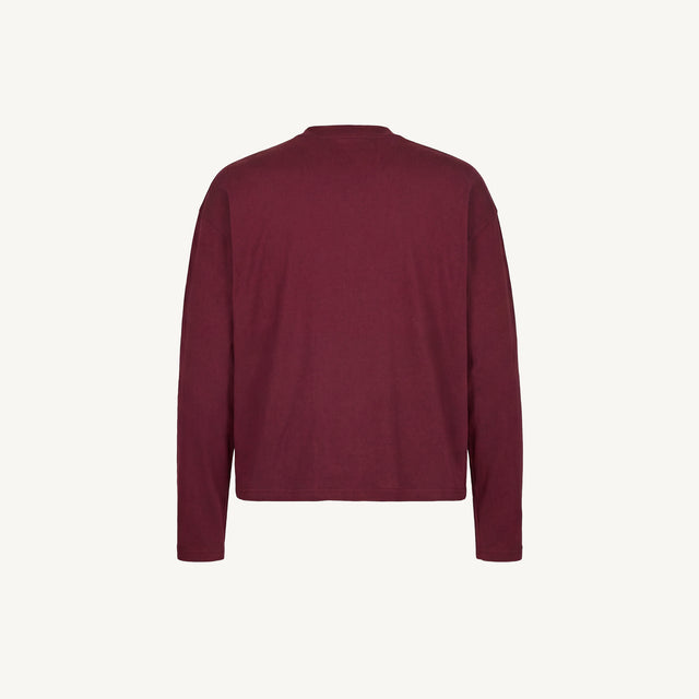 Burgundy Oversized Boxy LS Tee.