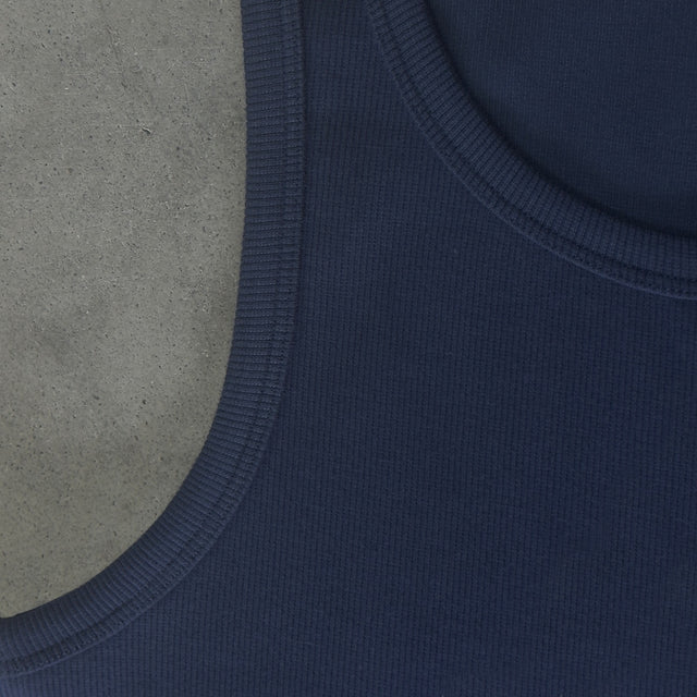 Navy Blue Slim Ribbed Tank.