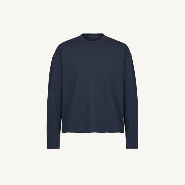 Navy Blue Oversized Boxy LS Tee.