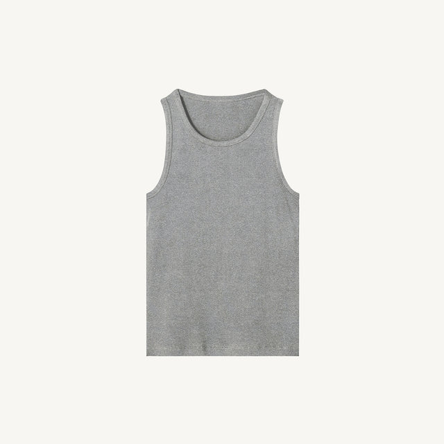 Grey Marl Slim Ribbed Tank.