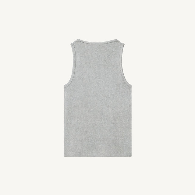 Light Grey Marl Slim Ribbed Tank.