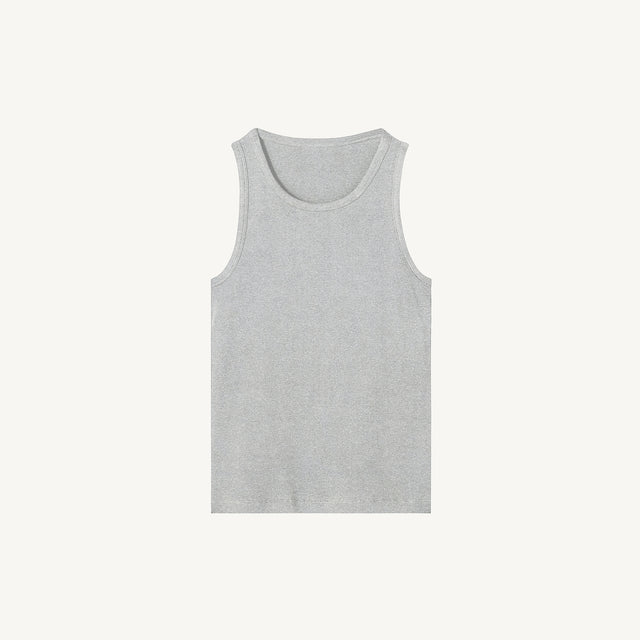 Light Grey Marl Slim Ribbed Tank.