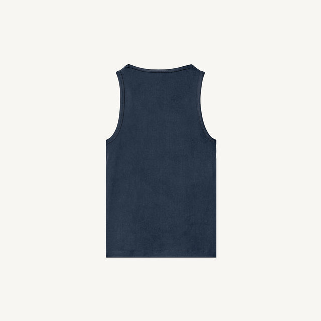 Navy Blue Slim Ribbed Tank.